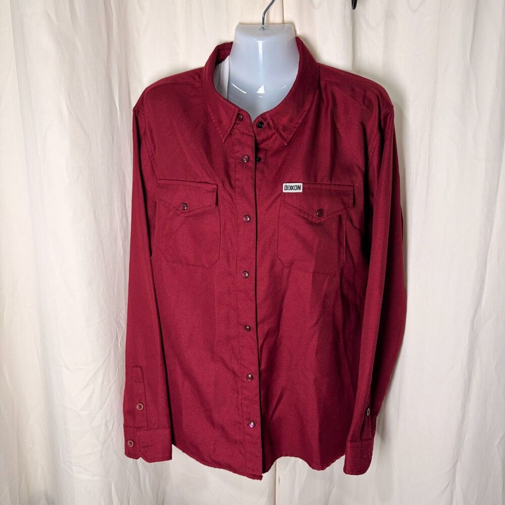 Dixxon Flannel The Bordeaux Womens XL Solid Maroon Burgundy D-Tech Snap Button
